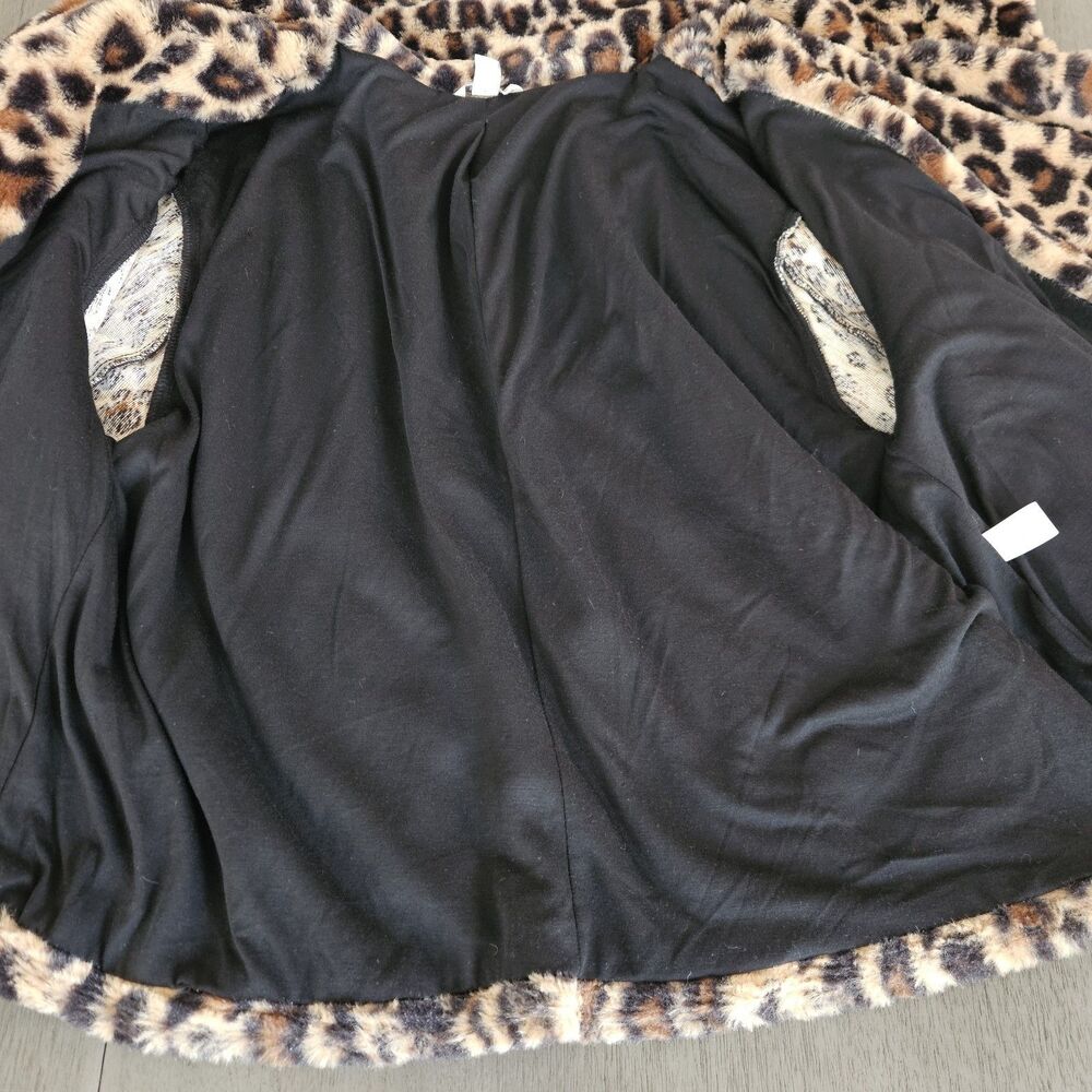 Leopard Cheetah Animal Print Faux Fur Crop Jacket Size XL Women's Mob Wife Bratz - Picture 8 of 8